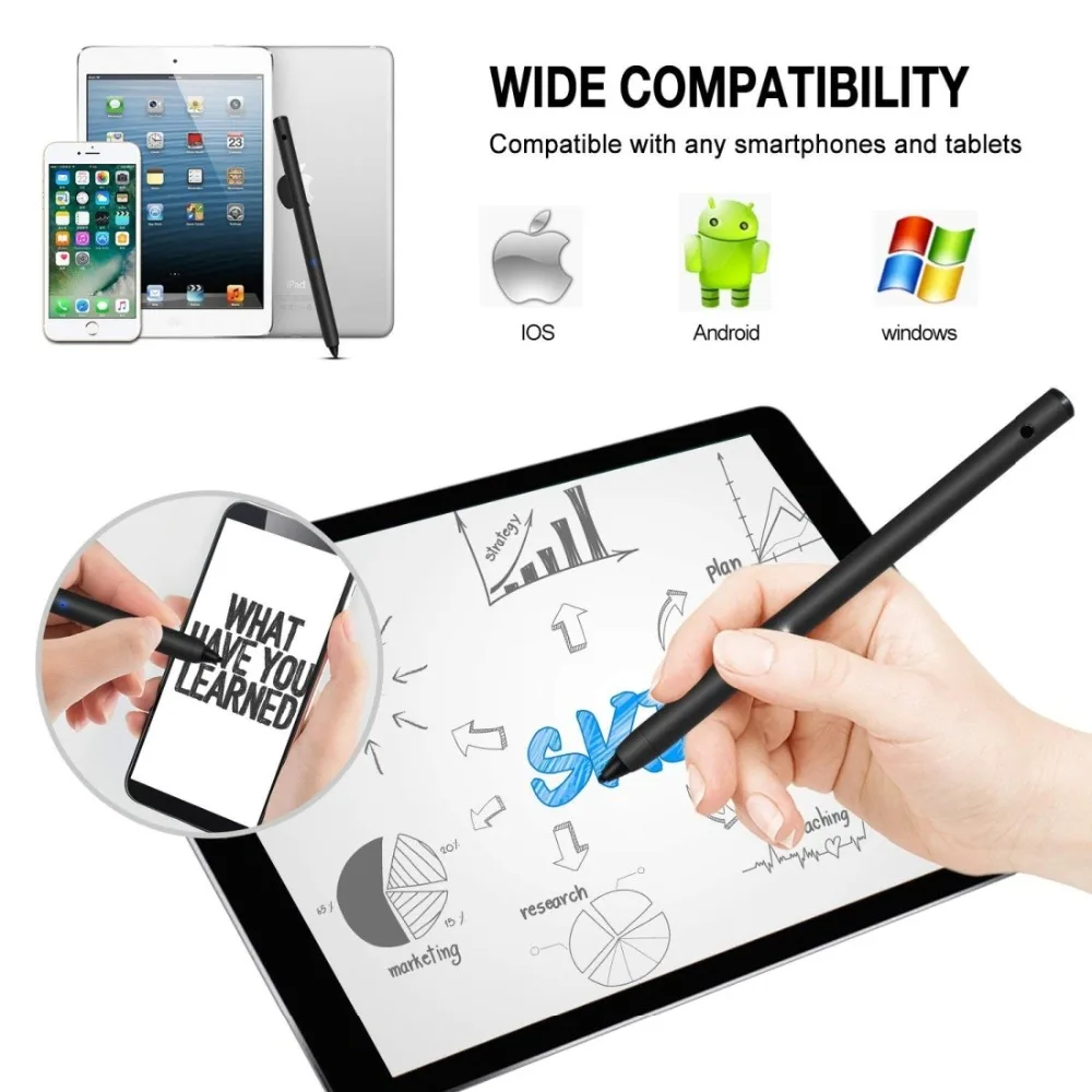 Активная емкостная ручка-стилус для iPhone XS Max XR X iPad 2018 Samsung Tablet PC и других емкостных
