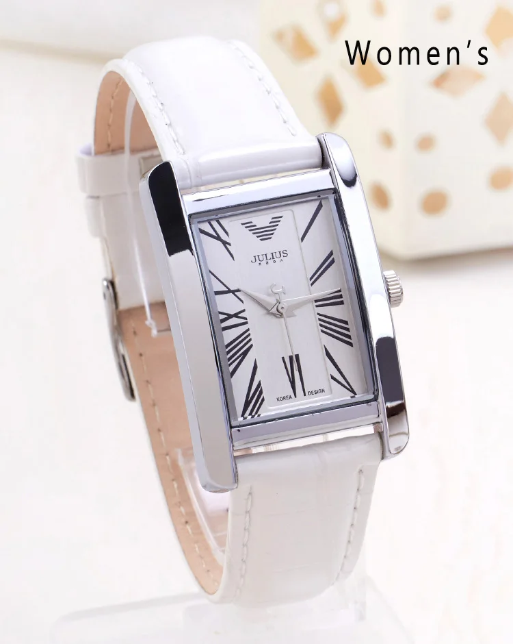 Small White Silver Классические женские часы, японские кварцевые часы, модный браслет, роскошный бренд, кожаные часы для девочек, подарок на день рождения, коробка Julius 399 - Цвет: Small White Silver