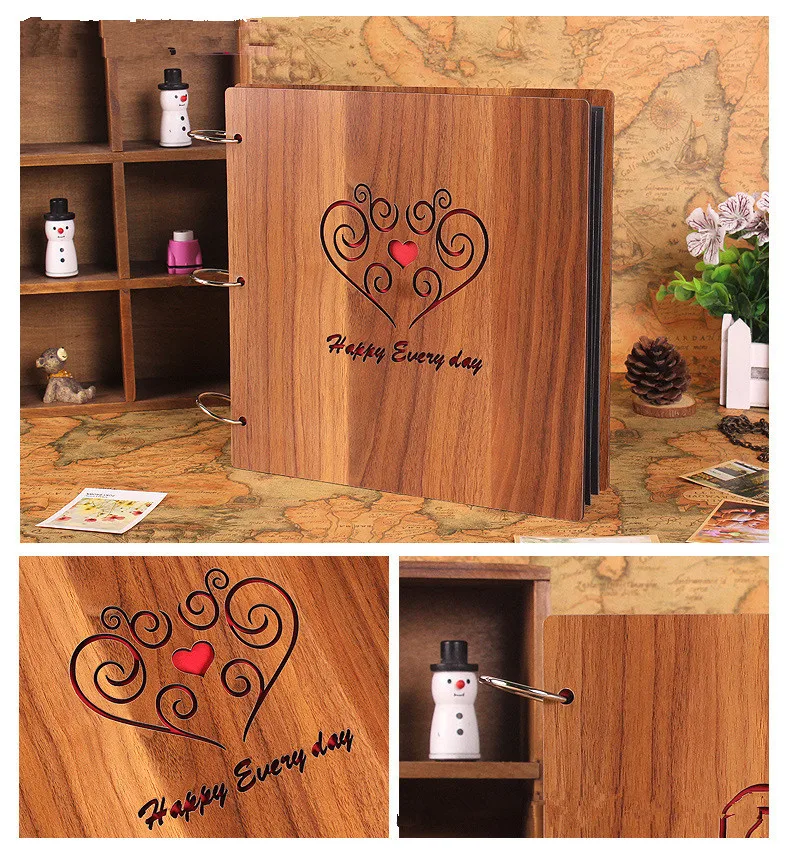 

12 Inch New High-grade Wooden 2015 Sculpture Print Wedding Diy Photo Album Scrapbooking Homemade Gift Handmade Baby Album Photo