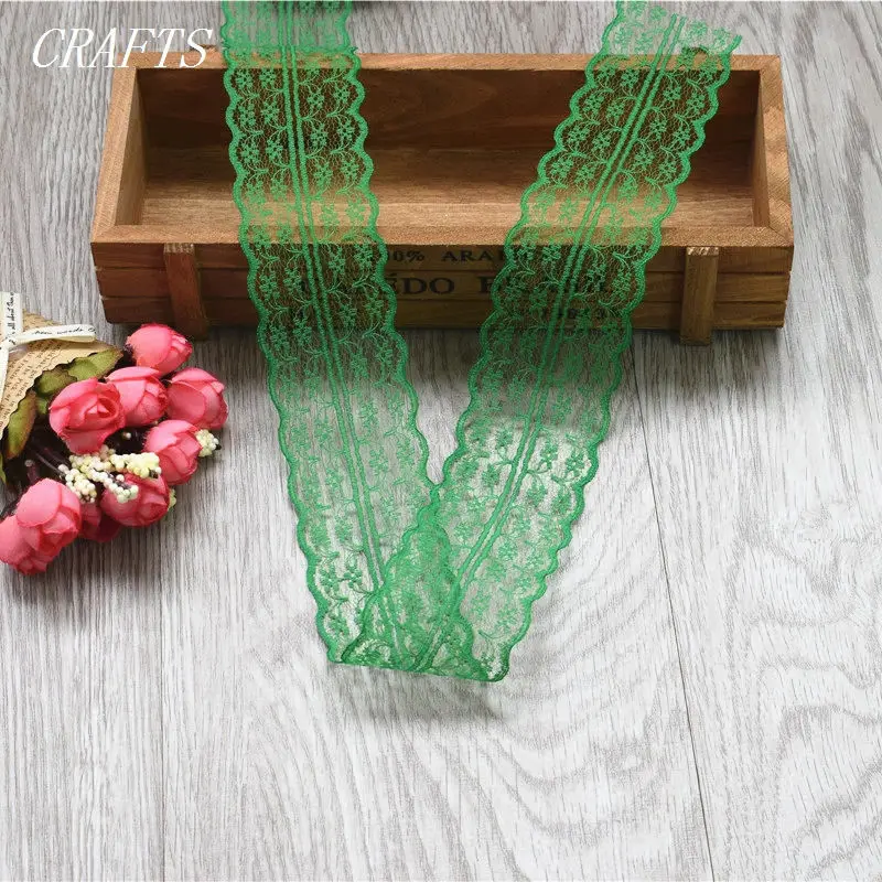 Grass green Новинка! 10 ярдов Красивая кружевная тесьма, 45 мм шириной, DIY ювелирных изделий, одежда, свадьба, цветочные аксессуары - Цвет: Grass green