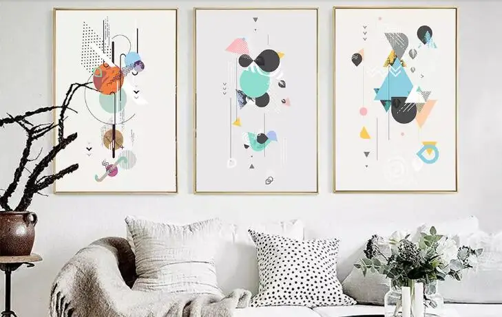 

Minimalist modern geometric figure decoration art abstract decorative painting frameless painting for living room