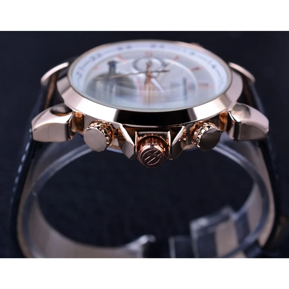 Forsining, часы Swallow Gird, плетеный циферблат, розовое золото, чехол, натуральная кожа, мужские часы, Топ бренд, Роскошные автоматические часы