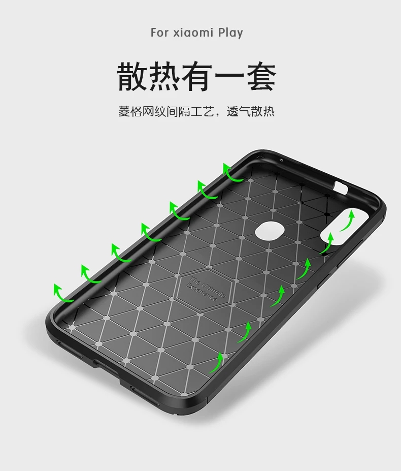 For Xiaomi Mi Play Case Silicone Shell Carbon Fiber TPU High Quality Diamond Grid Design Cover Xiaomiplay | Мобильные телефоны и