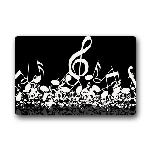 Custom Evergreen Fashion Music Notes White and Black Machine Washable Doormat Gate Pad Rug | Дом и сад