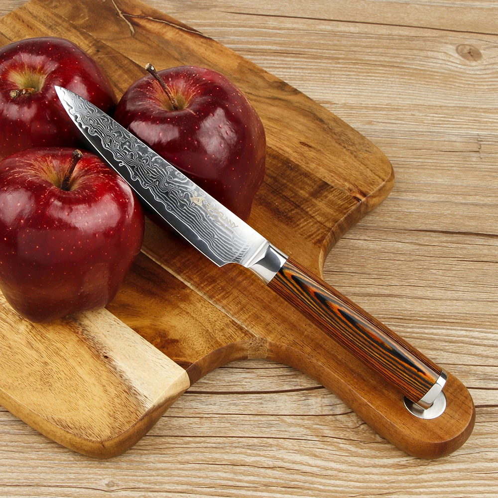 BIGSUNNY Utility Knife peeling 5&quot Inch Cutlery Damascus Steel Kitchen Pakka Wood Handle | Дом и сад