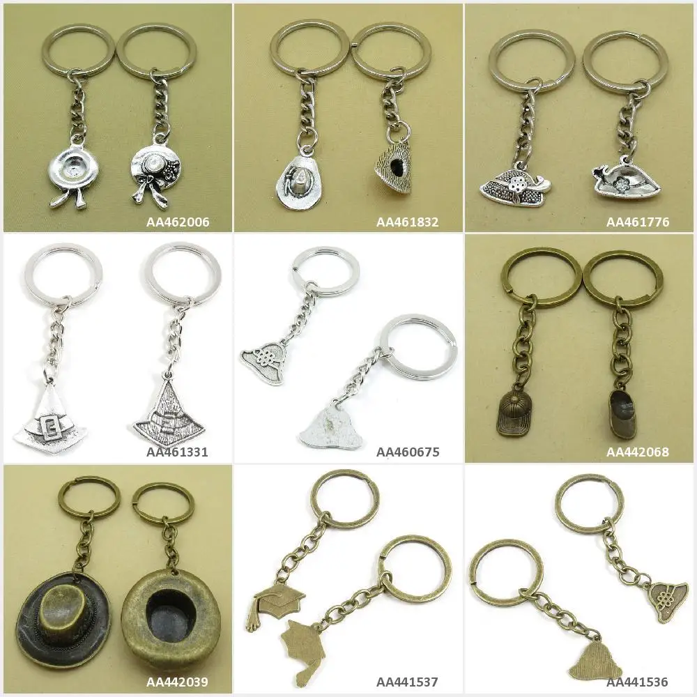 Античный бронзовый серебряный брелок для ключей кольцо Детская Женская шляпа