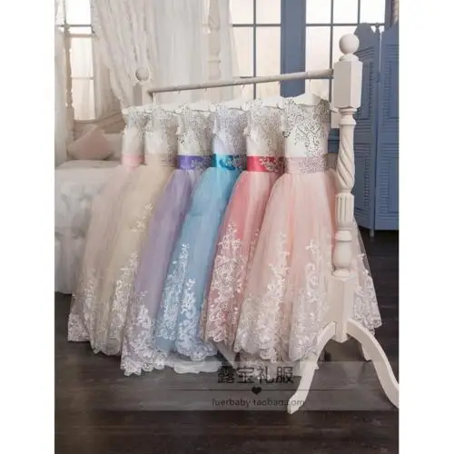 Wedding Occasion Flower Girl Dress Kids Brithday Party Lace Skirt Full Length With Bow Knot Princess Child | Свадьбы и торжества