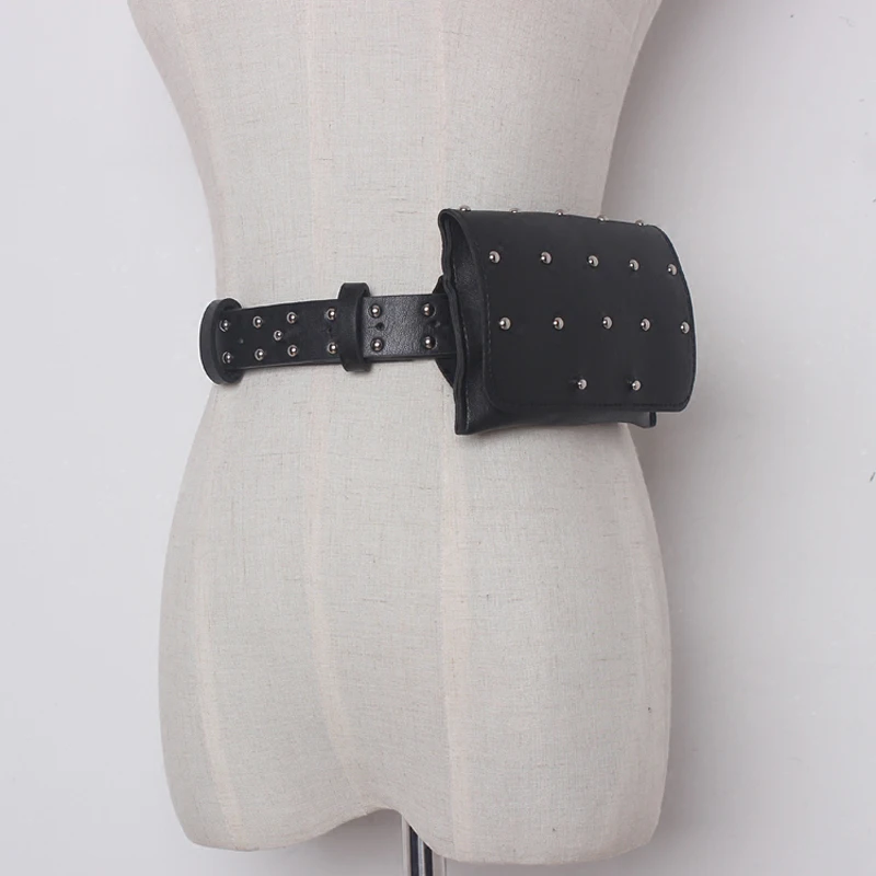 Mihaivina new brand women leather waist bag fashion small belt handbag with revit phone bags | Багаж и сумки
