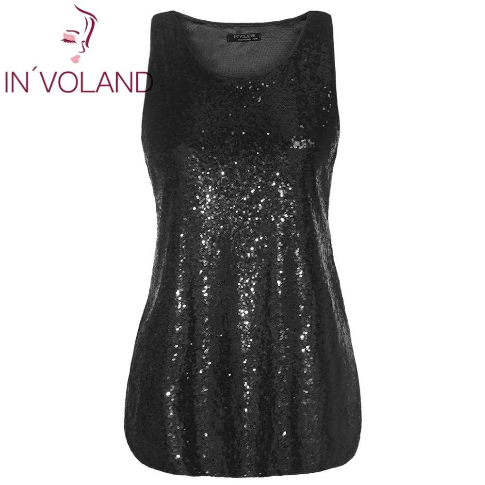 IN'VOLAND женские футболки размера плюс базовые вечерние пуловеры с блестками и