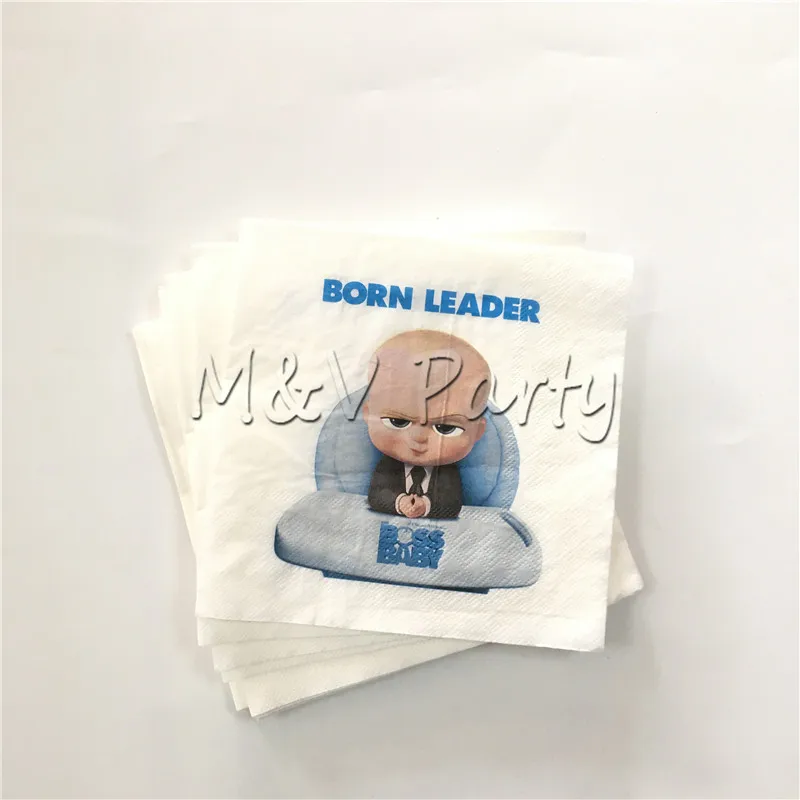 20 шт./лот Детские Boss тематические праздничные бумажные синие детские салфетки