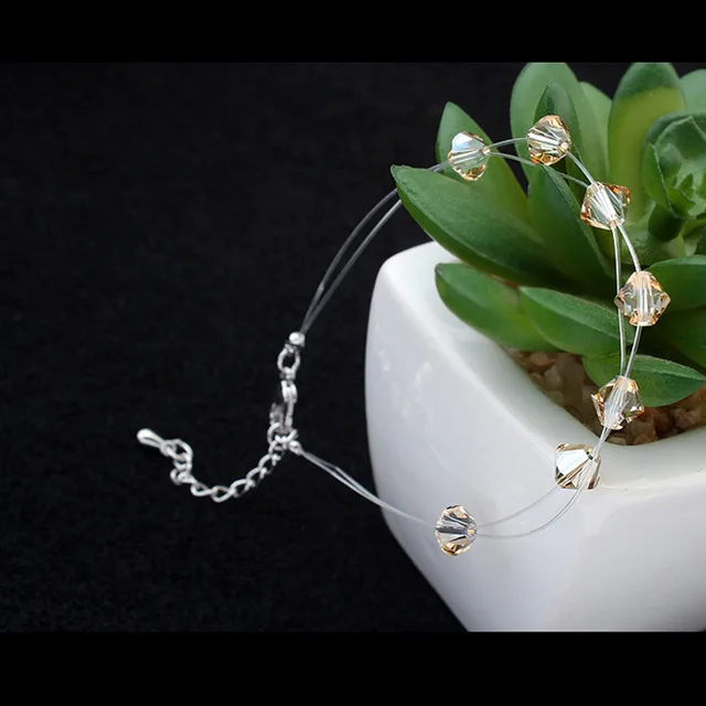 Joyashiny оригинальные Кристаллы из элементов Swarovski Strand браслеты браслет цепочка Pulseiras женские богемные ювелирные изделия в одном направлении - Окраска металла: Crystal GS