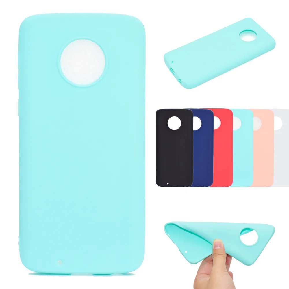 Sunjolly Solid Color Case for MOTO G6 Plus Soft TPU Silicon Pink Blue Thin Phone Cases Cover coque Motorola |