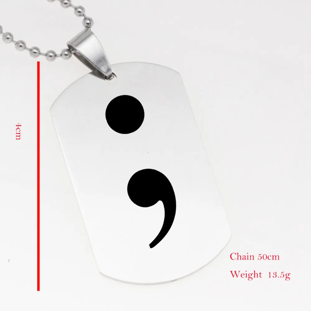 Semicolon Charm Necklace Keychain Prevent Suicide Awareness Women Stainless Steel Jewelry Dropship Accepted YP3926 | Украшения и