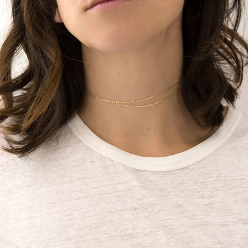 Модный Нежный изящный Бохо чокер с двойной цепочкой ожерелье Ювелирные изделия