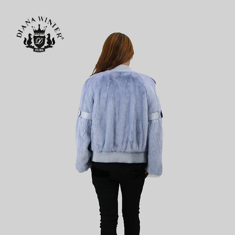 Диана зима 2019Fur Куртка норки пальто с мехом женские меховые кожаные мода норки - Цвет: Небесно-голубой