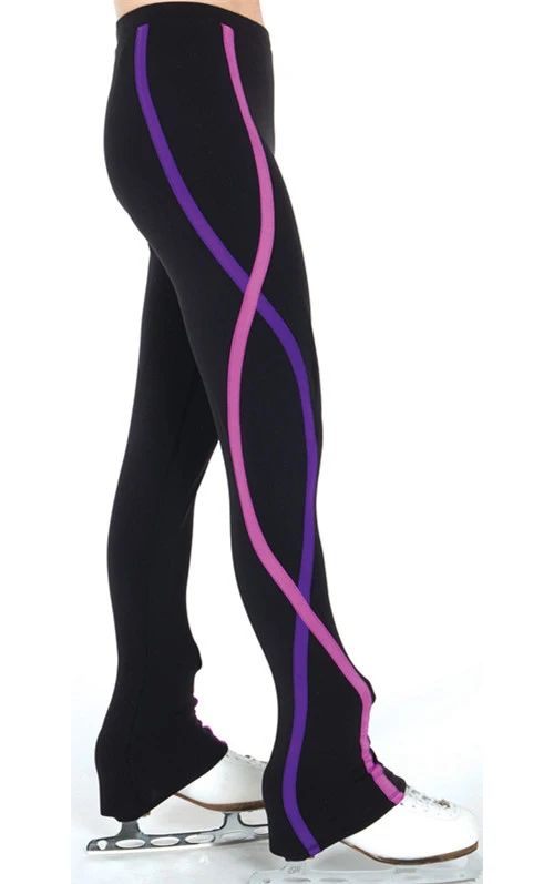 black purple Подгонянные брюки для фигурного катания, длинные брюки для девочек, для женщин, для тренировок, соревнований, Patinaje, для катания на коньках, теплые флисовые, для гимнастики 2 - Цвет: black purple