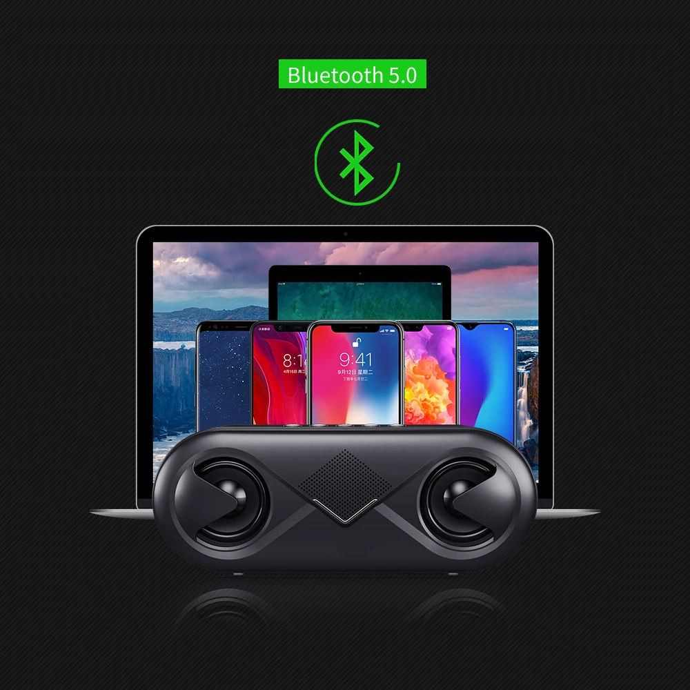 KEBIDU 10 Вт Портативный Беспроводной Bluetooth Динамик стерео Бас Hi Fi v5.0 Поддержка карта