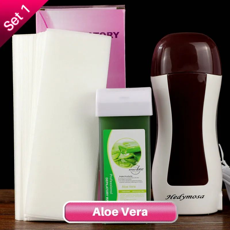 Set1 Aloe Vera Hedymosa бренд Кофе воском нагревательный аппарат удаления волос депиляция жидкость для снятия для бритья лица/тела Эпилятор 110 V/220-240 V 50/60Hz - Цвет: Set1 Aloe Vera