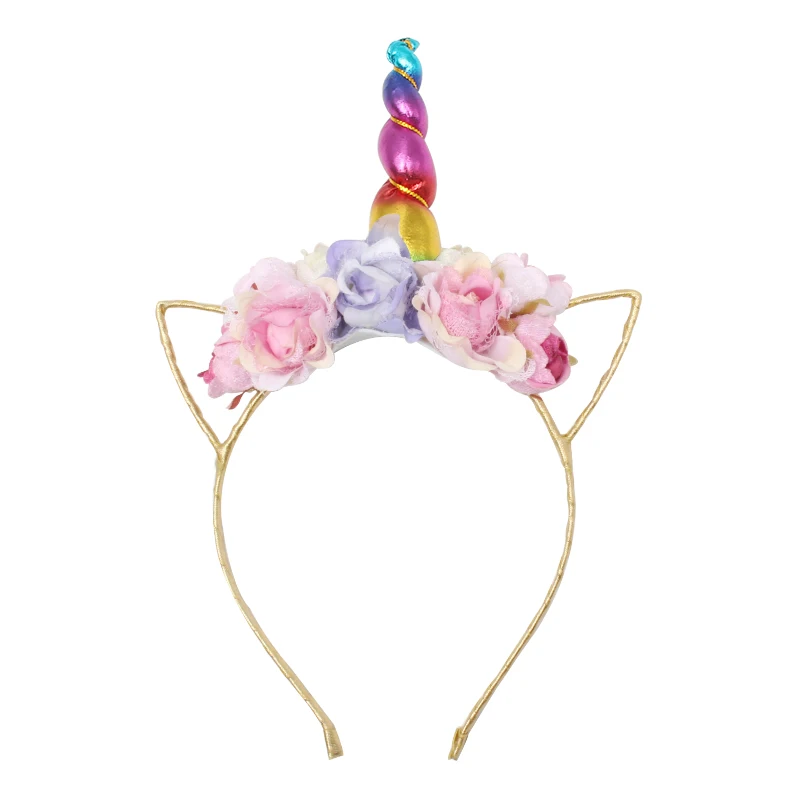 10PCS Kids Unicorn Party Baby Headband Rainbow Horn Hairband Easter Bonus Floral Cat Ear Hair Accessory | Детская одежда и обувь