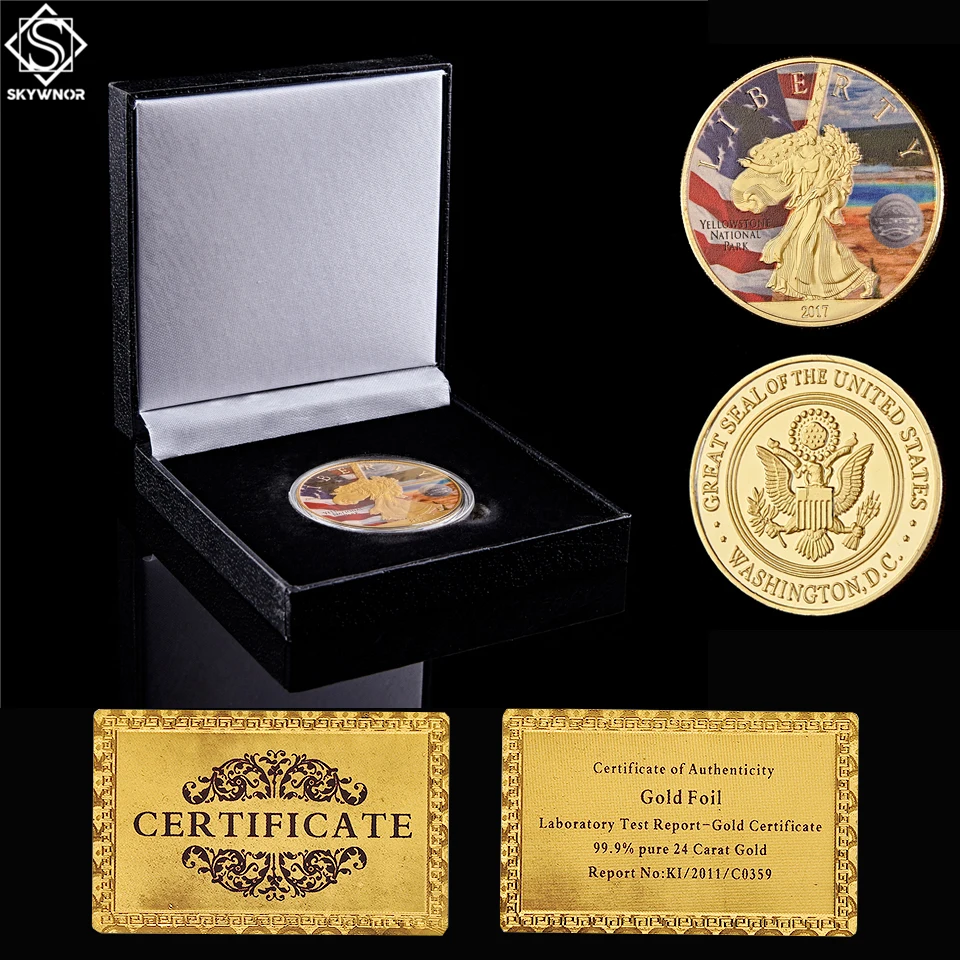 2017 США коллекционный Золотой Йеллоустоун национальный парк натуральная монета