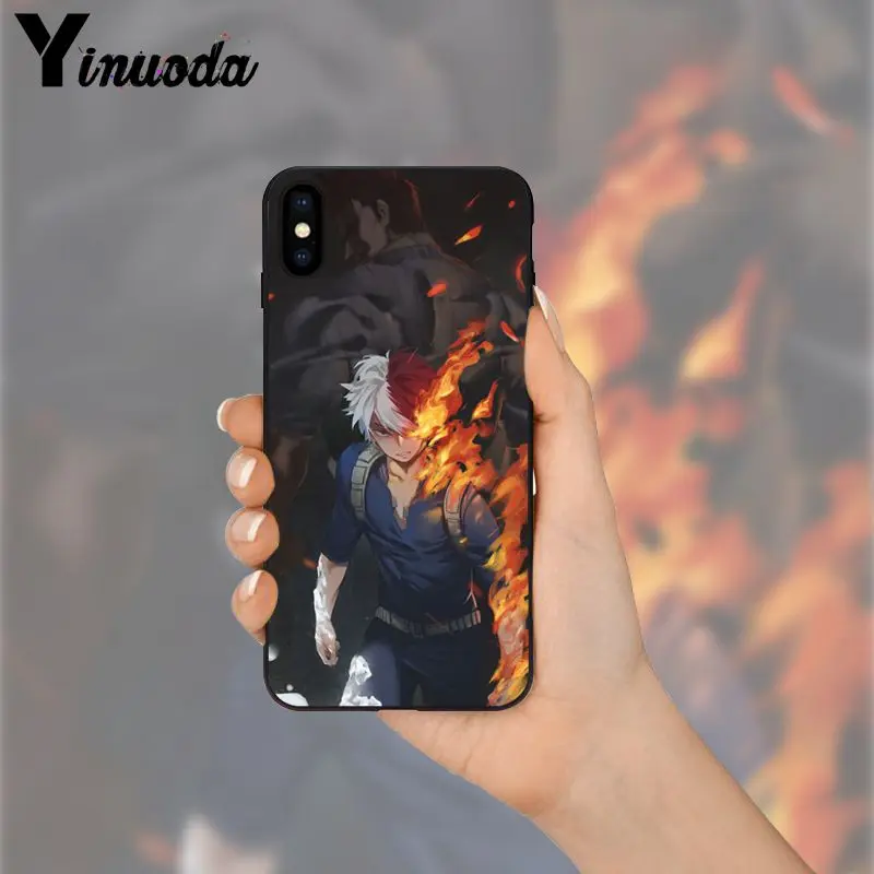 Yinuoda my hero academic шото Тодороки ТПУ черный чехол для телефона iPhone X XS MAX 6 6S 7 7plus 8 8Plus 5 5S