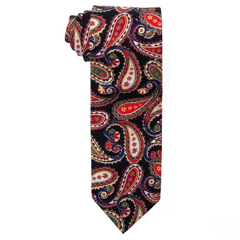 PCT-024 Cotton Tie Портной Смит 7,5 см с принтом Пейсли Цветочный Хлопок Галстуки Мода дизайнер Красочные Пейсли цветок галстуки галстук для мужчин свадьба - Цвет: PCT-024 Cotton Tie