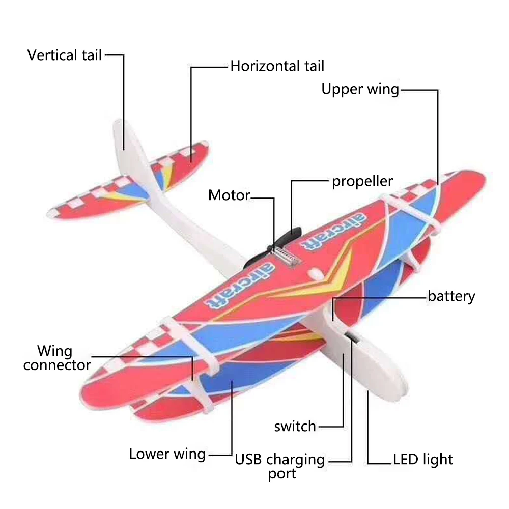 Детская игрушка Пена Самолет DIY Собранный ручной бросок USB зарядка сопротивление