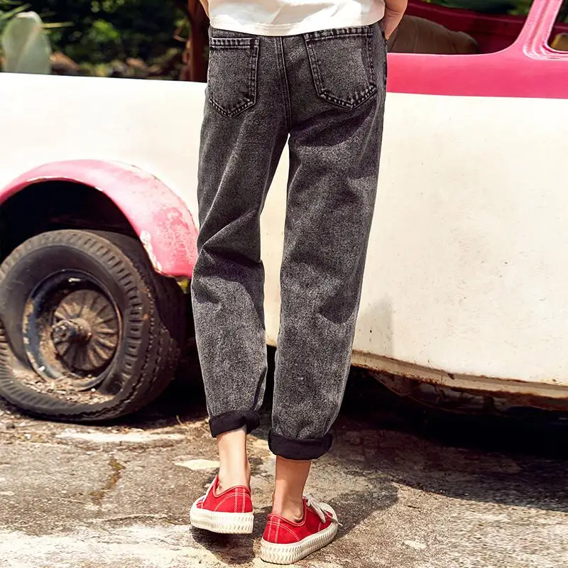 2019 летние модные джинсовые брюки с вышивкой женские джинсы высокой талией| |