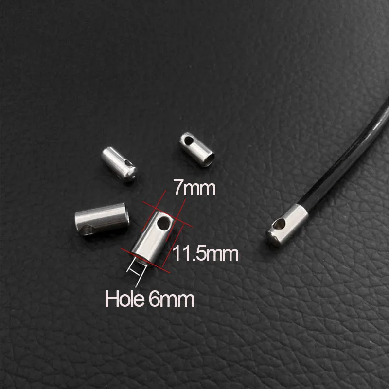 6mm 50 шт. концевые колпачки из нержавеющей стали с застежка с отверстием кожаной веревки застежка подходит для браслета и ожерелья разъем для DIY изготовления ювелирных изделий - Цвет: 6mm