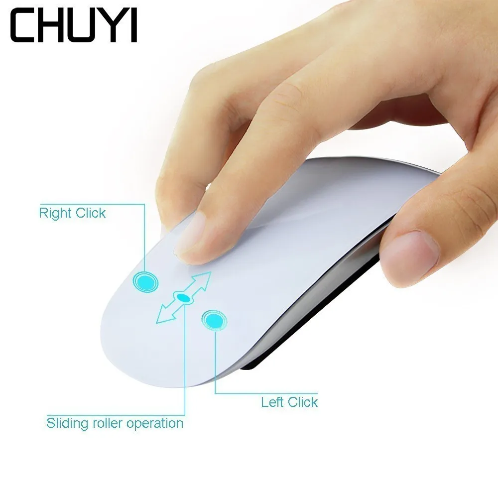 

CHUYI Wireless Magic Mouse Slim USB Optical Computer Mice Touch Scroll Ultra Thin For Mac Apple Laptop Notebook