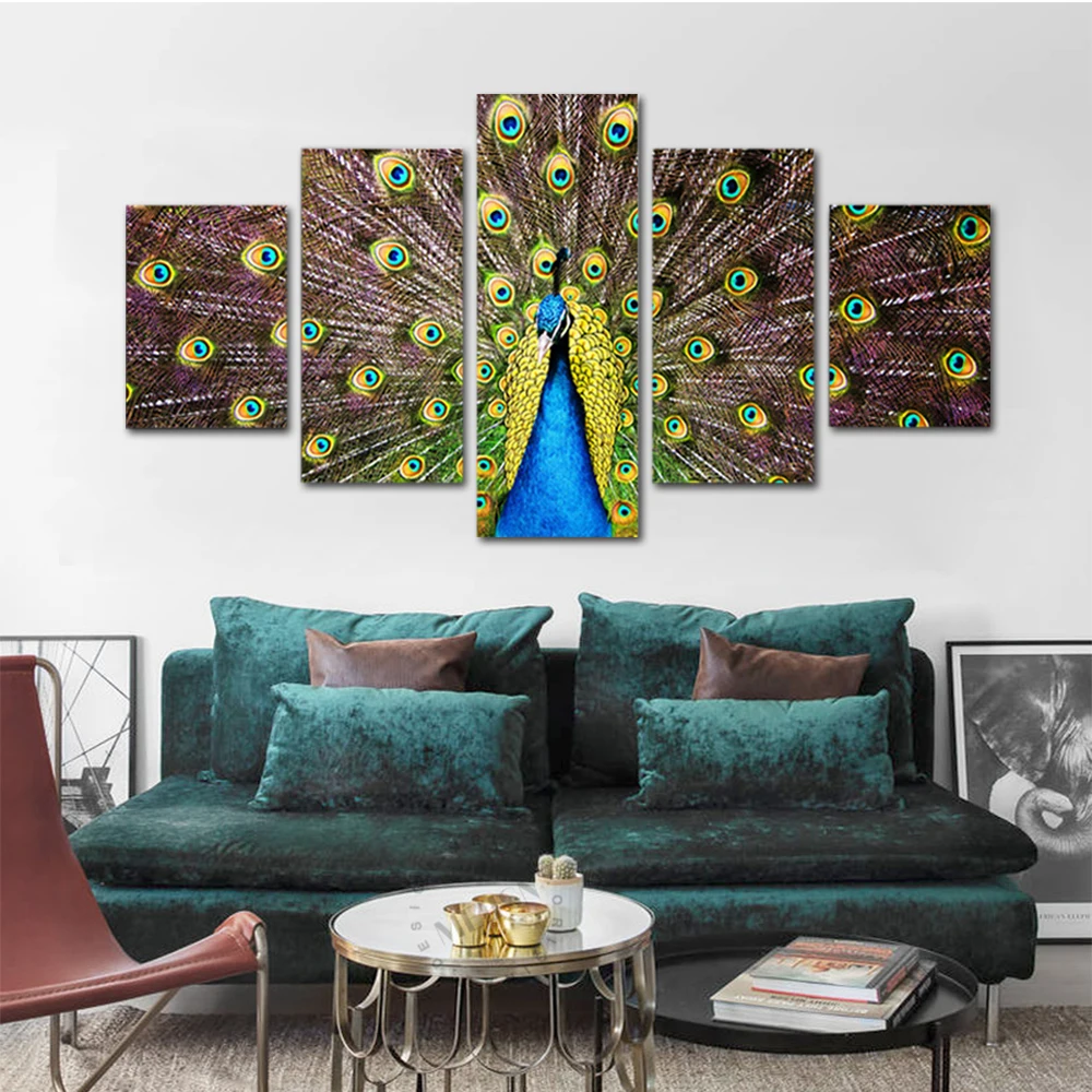 5 шт. холст открытые Экран Павлин Холст Картина декор комнаты печати wall art WD-1945 |