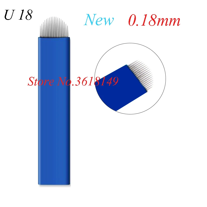 

New Arrival 0.18mm U Shape18 Pin Tattoo Needles Permanent Makeup Lamina Tebori Eyebrow Embroidery Blade Microblading Manual Pen