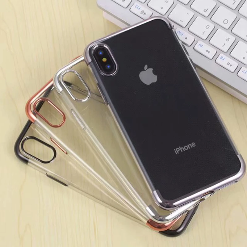 Мягкий прозрачный чехол для iPhone 10 5S 6 S Plus 7 8 с цветными краями X Xs Max Xr силиконовая