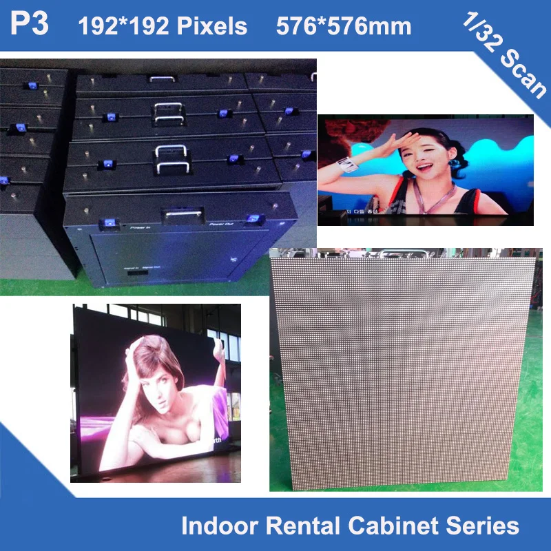 

TEEHO NEW P3 indoor rental fixed use Cabinet full color led display 576mm*576mm 192*192dots 1/32 scan iron led module display