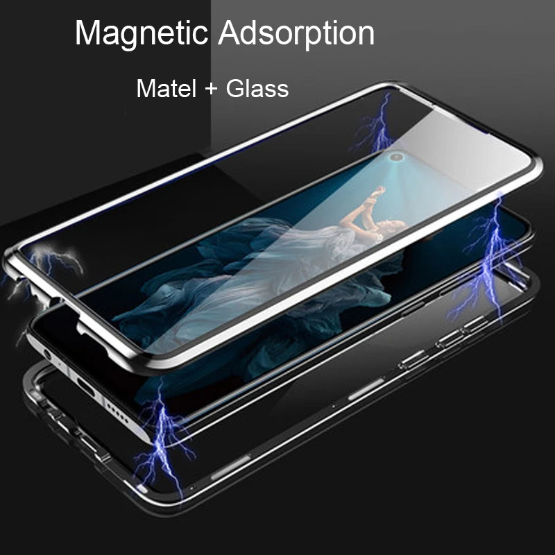 Роскошный Магнитный поглощающий флип-чехол для Huawei Honor 20 металлическая рамка