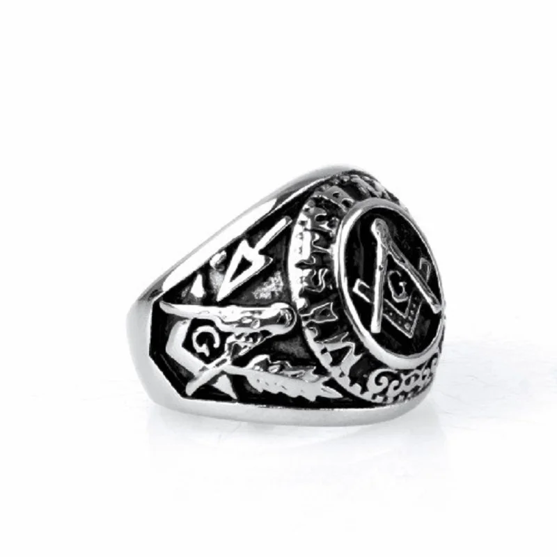Мужское серебряное кольцо Master Mson Freemason масонское из нержавеющей стали|Кольца| |