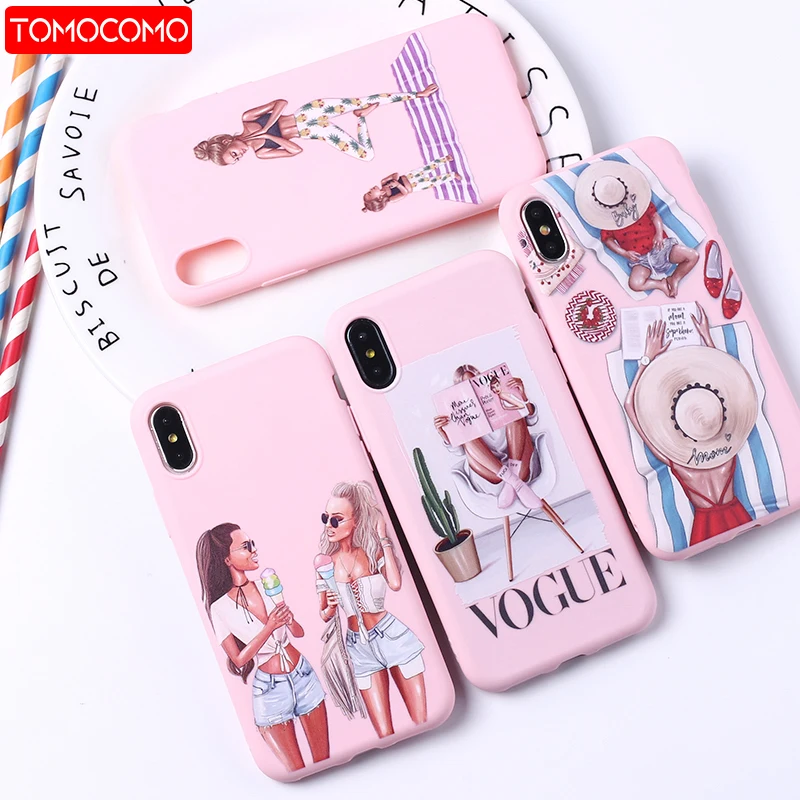 

Fashion Queen Classy Paris Girl Summer Travel Mom Baby Soft Silicone Candy Case Coque For iPhone 11 12 13Pro X XS Max 7 8Plus