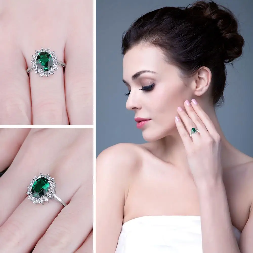 Женское кольцо с имитацией зеленого изумруда Jewelry Palace обручальное из серебра 925