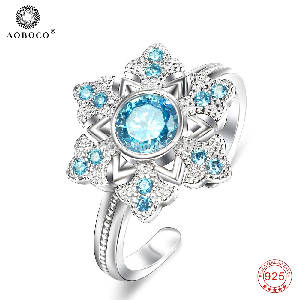

Кольцо женское из чистого серебра 925 пробы, регулируемое, со снежинками