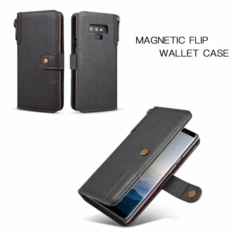Luxury Retro Cowhide Leather Case For Samsung Galaxy Note 9 8 wallet case Filp Stand Back Cover protection Phone Bag Capa | Мобильные