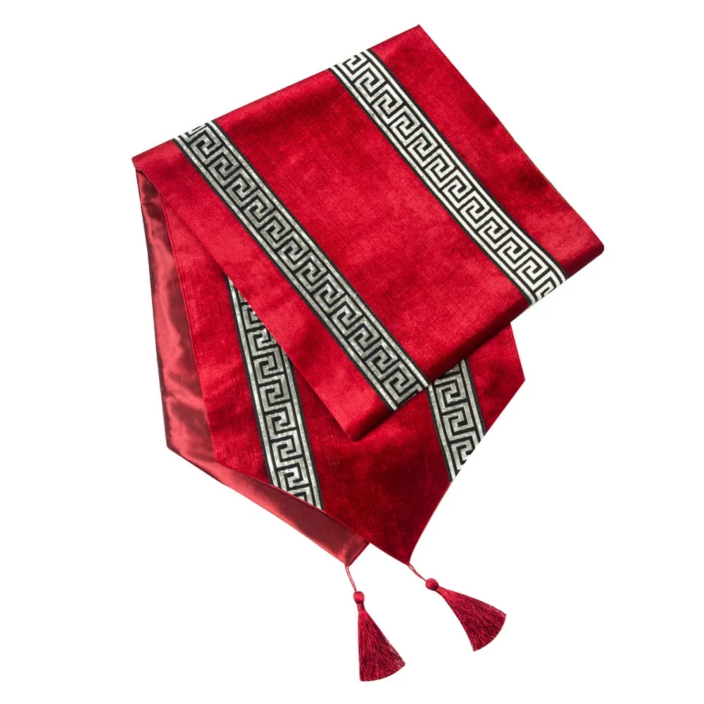 Red Maze Topfinel, модные полосатые скатерти в форме ромба, ткань с кисточками, украшение для столовой, свадебные, вечерние, декоративные - Цвет: Red Maze