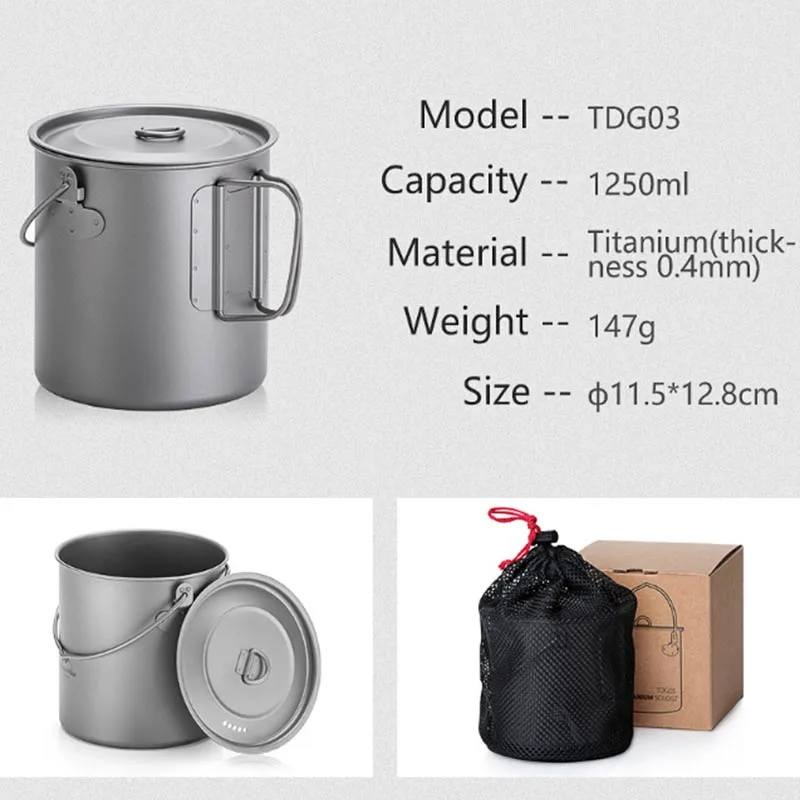 TDG03 pot Naturehike легкая высокопрочная Титановая посуда для походов на открытом воздухе портативный сковорода самоочищающаяся функция NH18T101-A - Цвет: TDG03 pot