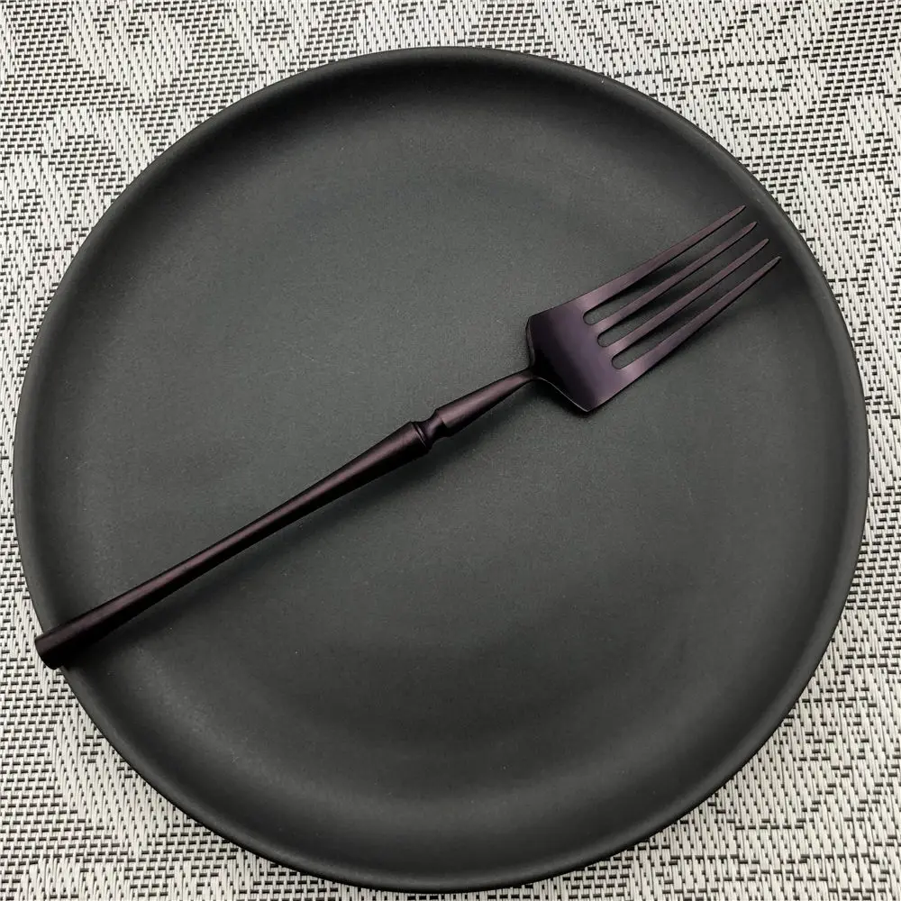 05 Dessert Fork Набор фиолетовых столовых приборов в стиле ретро, набор посуды из нержавеющей стали, столовый нож, вилка, ложка, набор столовых приборов, Прямая поставка, 1 шт - Цвет: 05 Dessert Fork