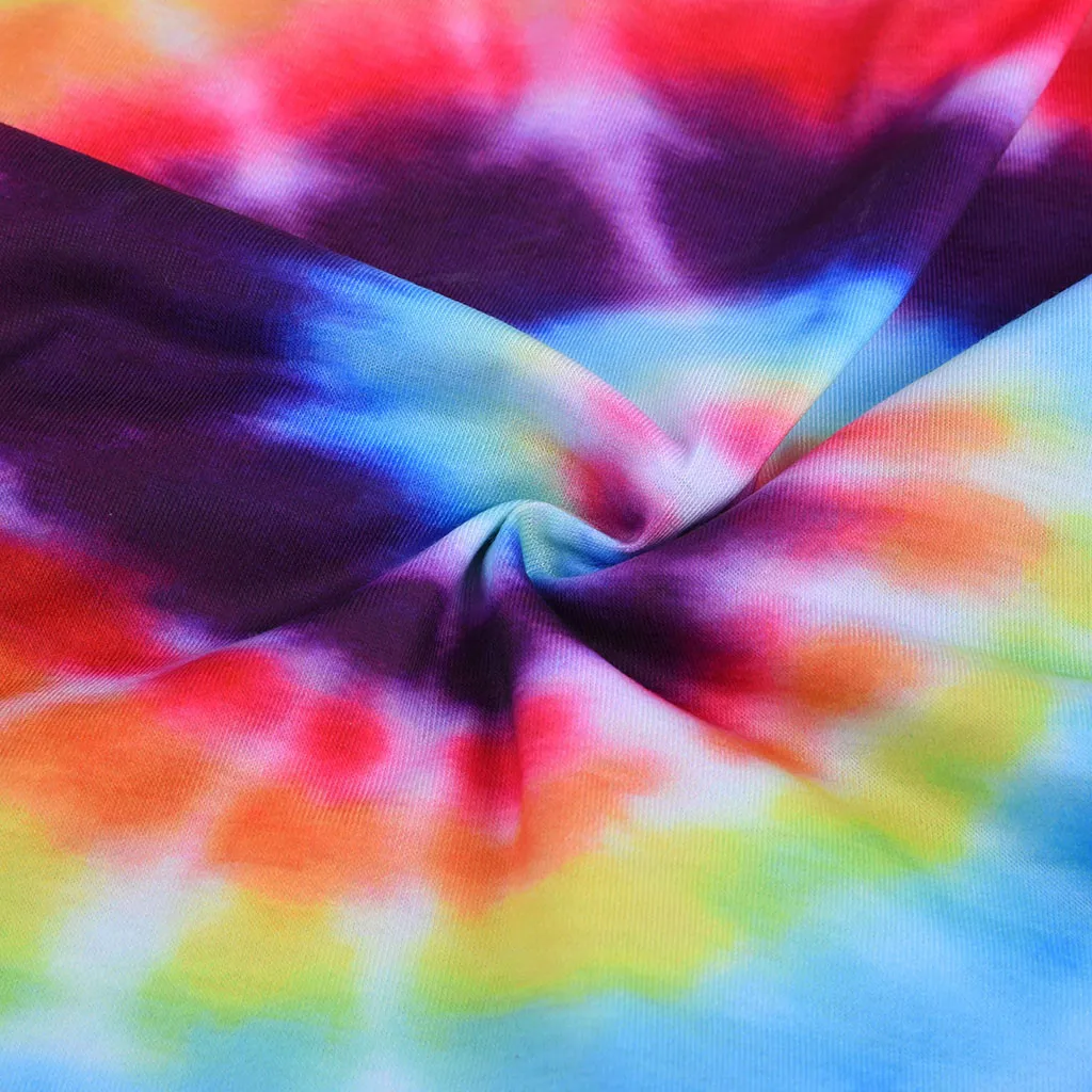 Women Fashion Women Halter Sleeveless Shirt Tie Dye Vest Short Tank Bustier Tops Camisole Bohemian Funny Festa Slim