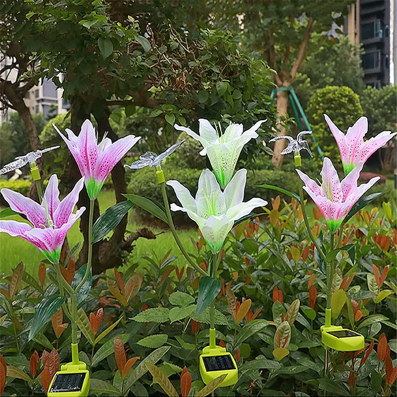3 шт. водонепроницаемый Солнечный Моделирование Бабочка Стрекоза цветок Лилия