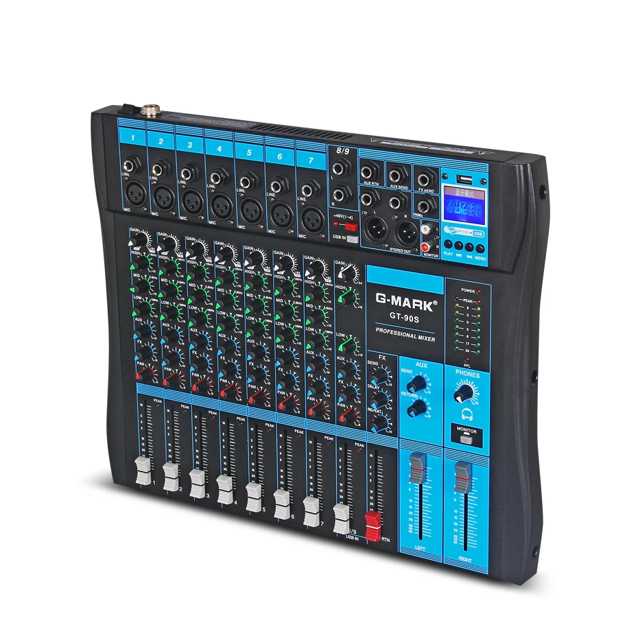 G-MARK GT90S аудио микшер с USB DJ звук микшерный пульт MP3 Jack 9 каналов караоке 48 в усилитель для караоке KTV Вечерние