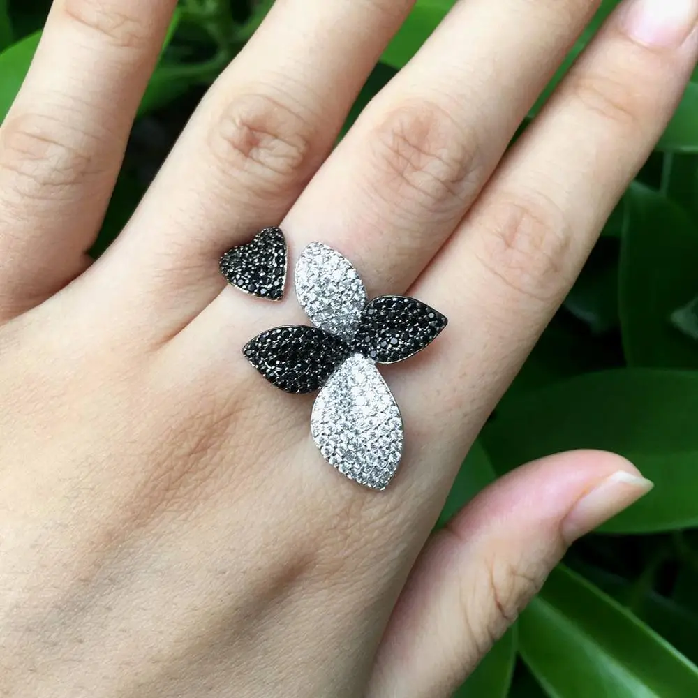 

ModemAngel Special Luxury Flower Leaf Luxury Super AAA Cubic Zirconia Women Engagement Bangle And Ring Jewelry Set