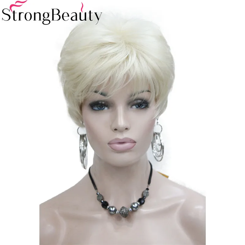 StrongBeauty короткие прямые синтетические красные оранжевые коричневые светлые парики высокие термостойкие полный парик много цветов на выбор