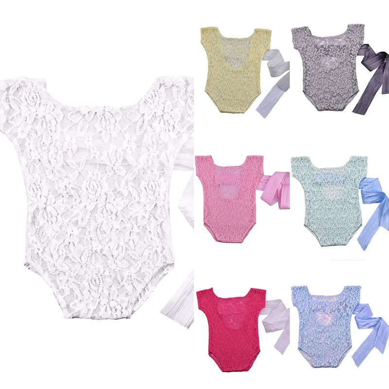 2018 Newborn Photography Props Baby Romper Studio Accessories Backless Tie Lace Girls Outfit Gift 0-6M | Детская одежда и обувь