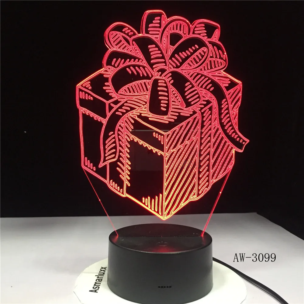 

Holiday Gift Box LED Night Lamp 3D Illusion Touch Sensor Hoom Decoration Child Kids Baby Nightlight Gift Box Desk Lamp AW-3099
